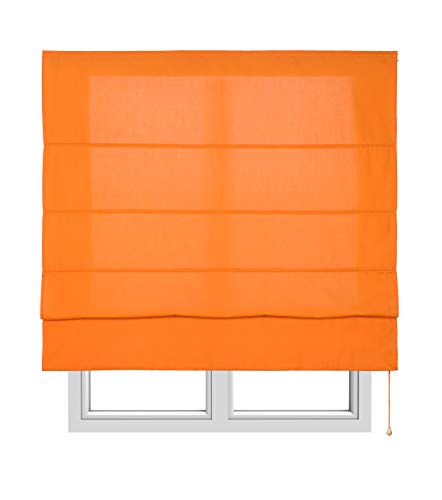 Estores Basic, Stor plegable con varillas, Naranja, 150x175cm, estores para ventana, estores plegables.