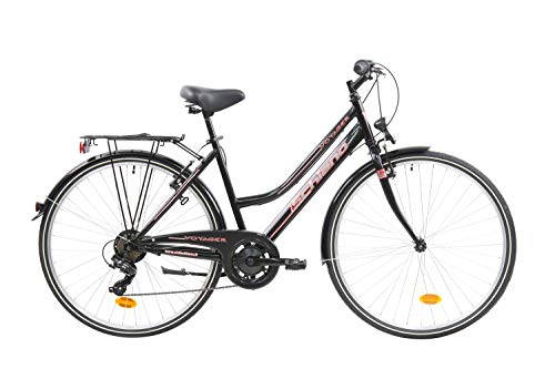 F.lli Schiano Voyager Bicicleta Trekking, Women's, Negro-Rojo, 28''