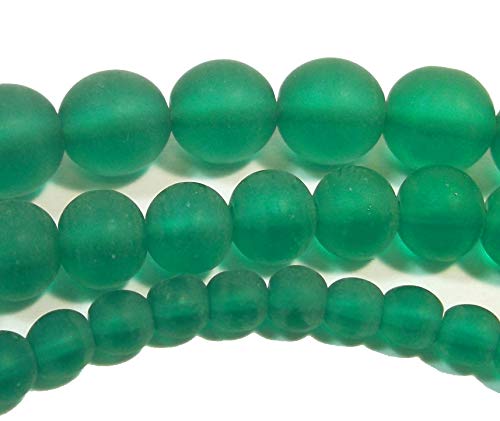 Juego de 3 Perlas de Cristal Esmerilado, Redondas, 8 mm, 6 mm, 4 mm, Mate, para enhebrar, selección de Colores, Vidrio, Verde, 8mm 6mm 4mm
