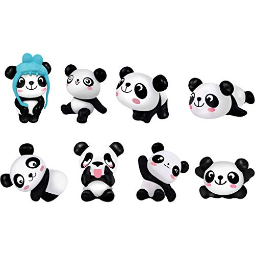 Juego de figuras de Panda Toys - Juego de figuras de acción de panda para fiestas, regalos, decoración de pasteles, 1 juego de 8 unidades
