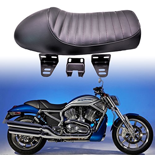 KaTur - Sillín acolchado, universal, con elevación, de estilo vintage, color negro, para motocicletas Cafe Racer Honda CB125S, CB550, CL350, 450, CB o CL