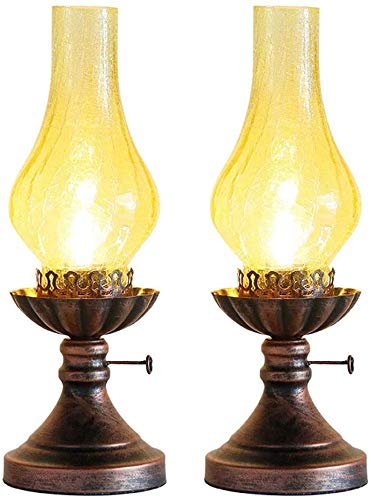Lámpara de mesa de noche dos juegos de antiguos faroles de bronce lámpara de aceite se oxida lámpara de la mesilla de estudio lámpara de escritorio antiguo,Copper