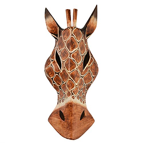 Máscara decorativa de Bali con diseño de jirafa (30 cm, madera)
