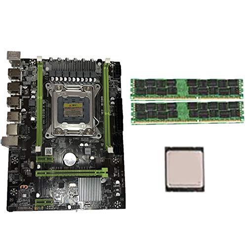 Nrpfell Conjunto de Placa Base X79 con Combos LGA2011 CPU Xeon E5 2620 2Pcs X 4GB = 8GB Memoria DDR3 RAM 1333Mhz PC3 10600R PCI-E