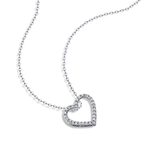Orovi colgante de señora corazón 0.10 Ct diamantes en oro blanco de 9k ley 375 Cadena 45 cm