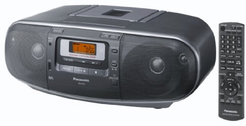 Panasonic RX-D55AEG-K - Radio Cassette y grabador CD (20 W, 4 altavoces de 2 vías, radio AM/FM, USB, Digital Audio Player, sonido envolvente natural, remasterizado MP3, Sound Virtualizer) gris