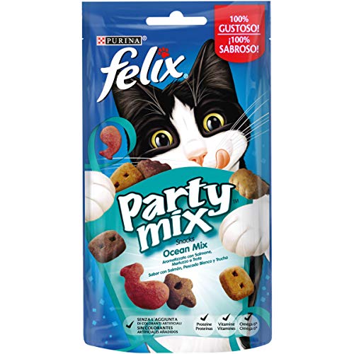 Purina Felix Party Mix Oceano Snacks, golosinas y chuches para gato 8 x 60 g