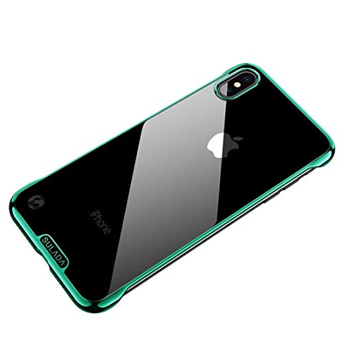 Skdayy Vacío for el iPhone XS MAX Bordes Gota a Prueba de Caja de la PC Chapado (Oro) (Color : Green)