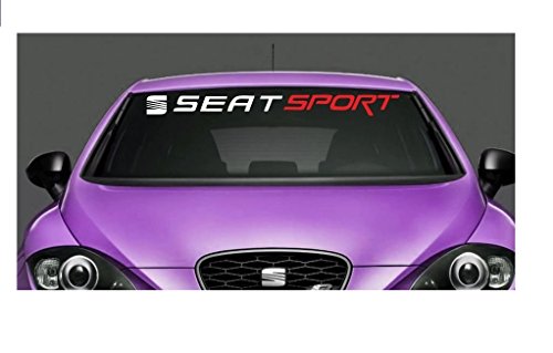 Stickerbude24 - Pegatina para parabrisas (95 cm, Seat León, Ibiza y Toledo), diseño con texto Seat Sport, bicolor