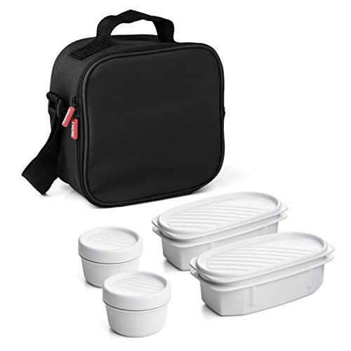 TATAY Urban Food Casual  - Bolsa térmica porta alimentos  con 4 tapers herméticos incluidos, 3 litros de capacidad, Negro, 22.5 x 10 x 22 cm