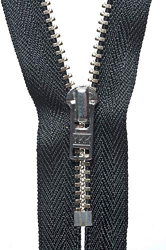 YKK - Cremallera de metal para pantalón con dientes de metal pesados con cierre semi automático - 6/7 pulgadas, negro, 18cm (7 inches)