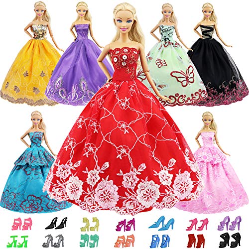 ZITA ELEMENT 15 Piezas Ropa Muñeca Hecha A Mano para 11,5 Pulgadas Doll Vestido de Novia Vestido de Novia Vestido de Noche 5pcs Vestidos de Fiesta con 10pcs Zapatos de Chicas