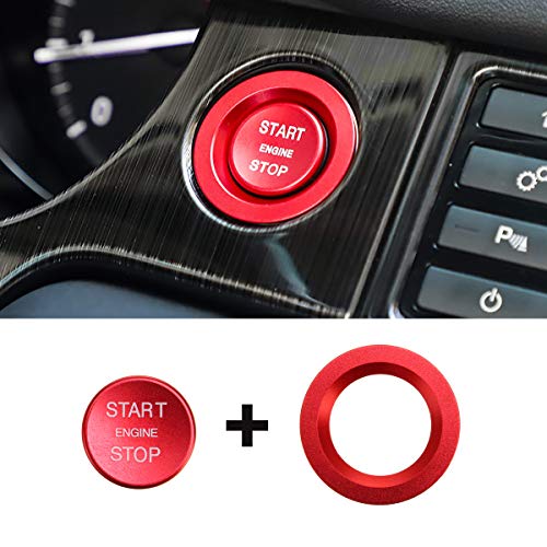 AAlamor Botón De Arranque del Coche Tapa del Interruptor del Motor De Carbono para Land Rover Discovery Sport 2015-2018 - Rojo