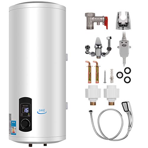 Bisujerro 120L Calentador de Agua Eléctrico 3KW Calentador de Agua con Tanque Hot Water Heater para Uso en Cocina o en Baño (120L)