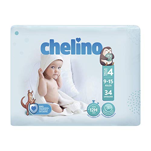 Chelino Fashion & Love - Pañales para bebés con un peso comprendido entre 9 y 15 kilos, Talla 4, pack de 34