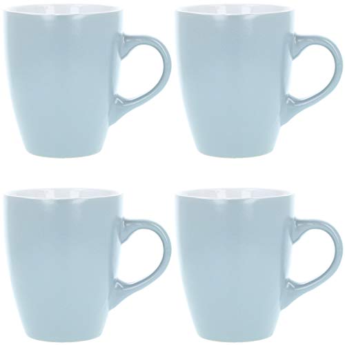 com-four® Taza de café de cerámica 4x - Taza de café de diseño moderno - Cafetera para bebidas frías y calientes - 340 ml (4 piezas - gris claro)