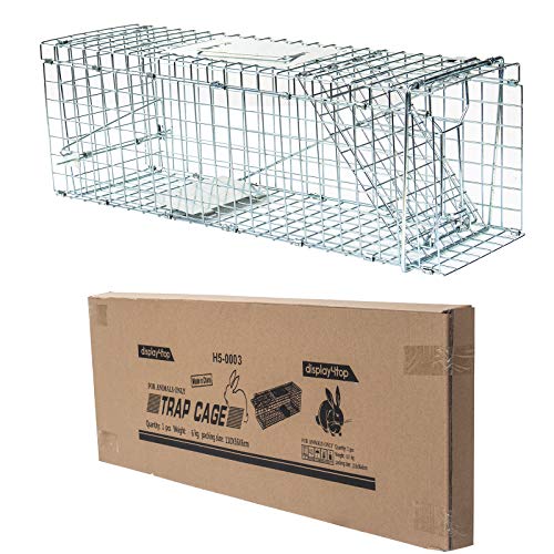 Display4top Animal Trap Cage Trampa de Captura de Animales Vivos, Gatos, Perros, Conejos, roedores (94 x 34 x 37cm)