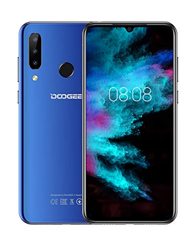 DOOGEE N20 (2019) SIM Móvil Libres, Helio P23 Octa-Core 4GB RAM 64GB ROM, 6.3 Pulgadas FHD + Waterdrop Pantalla Android 9.0 4G Smartphone, 16MP + 8MP + 8MP + 16MP, 4350mAh, 10W Carga Rápida Azul
