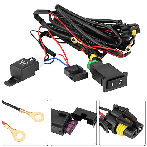 Kit de cableado de luz antiniebla - Coche universal de 12 voltios LED Arnés de encendido/apagado de luz antiniebla, kit de relé de fusible