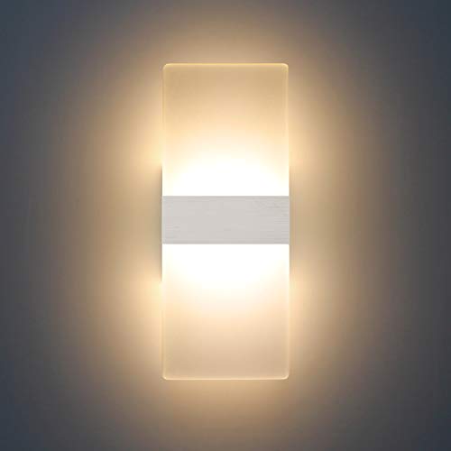 Lámpara de pared Interior 12W Moderna Apliques de Pared Blanco Cálido,2700K Moda Agradable Luz de Ambiente perfecto para Lámpara de Decoración