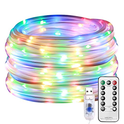 LE Cadena de Luces LED, 10m 100 LED 8 modos, USB Exteriores, Guirnalda Luces RGB Multi Colores, Temporizador, Resistente al Agua, para Jardín, Casa, Navidad etc