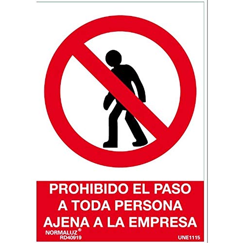 Normaluz RD40019 - Señal Prohibido El Paso A Toda Persona Ajena A La Empresa PVC Glasspack 0,7 mm 21x30 cm