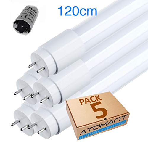 Pack 5x Tubo LED 120 cm. 18w. Color blanco frío (6500K). Standard T8 G13. 1800 lumenes. Cebador LED incluido.
