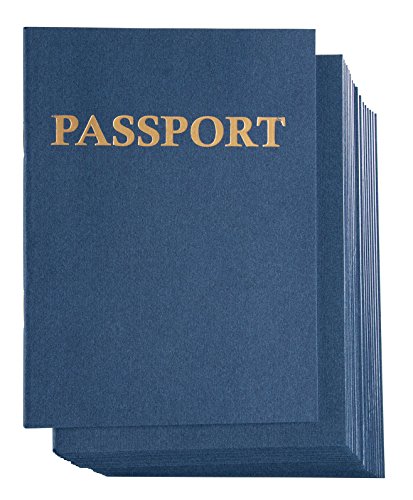 Pasaporte, paquete de 24 cuadernos en blanco para proyectos escolares, juegos de rol, libros de recortes, azul marino, 10.8 x 14,6 cm,.