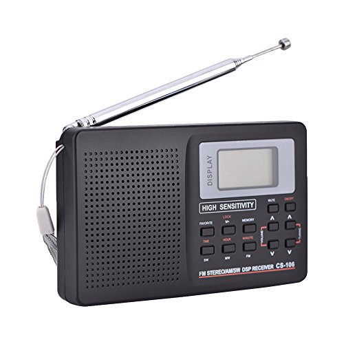 Richer-R Radio,Radio FM Digital Portable,Radio Receiver de Frecuencia Completa,Receptor de FM/Am / SW/LW / TV con Función de Reloj y Despertador(Negro)