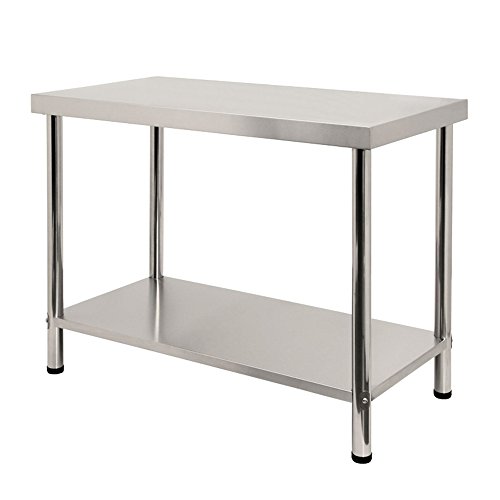 Sailun® - Mesa de trabajo de acero inoxidable, mesa de cocina para gastronomía, mesa de acero inoxidable con estante inferior extra grande