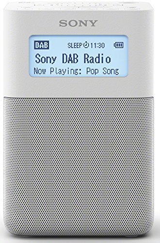 Sony XDRV20DW.EU8 - Radiodespertador Digital portátil (Dab/Dab+/FM, Altavoces estéreo, 5 presintonías Digitales y 5 analógicas, Temporizador, batería integrada) Blanco