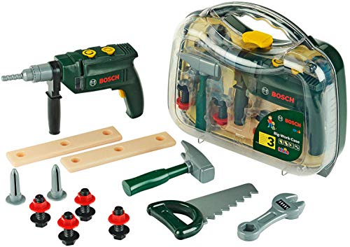 Theo Klein-8416 Bosch maletín de herramientas con taladradora portátil y numerosos accesorios, juguete, Multicolor (8416)