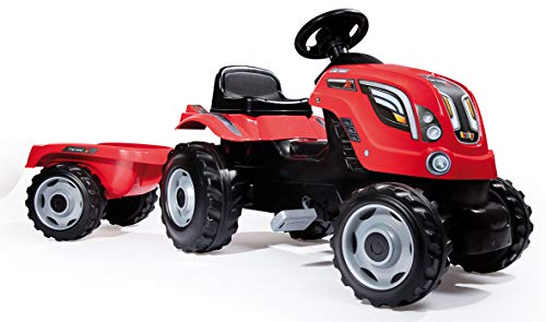 Tractor Farmer XL rojo a pedales con remolque (Smoby 710108)