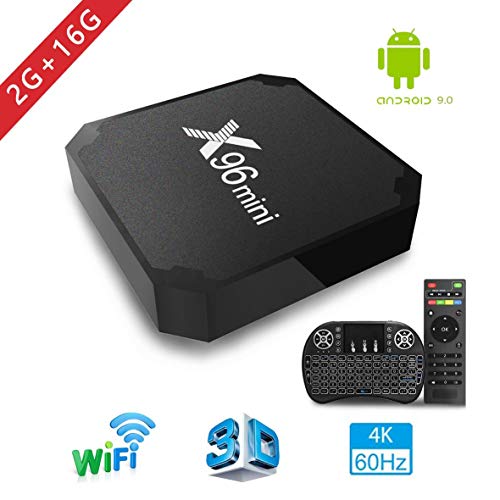 TV Box Android 7.1 - Aoxun X96MINI Smart TV Box Amlogic Quad Core, 2GB RAM & 16GB ROM, 4K*2K UHD H.265, HDMI, USB*2, 2.4GHz WiFi, Web TV Box, Android Set-Top Box, + 2 en 1 Ratón y Teclado
