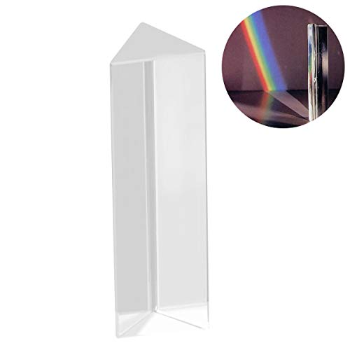 UEETEK Prisma triangular de vidrio óptico de cristal para la enseñanza en el espectro de luz física, 10 * 3 * 3 CM