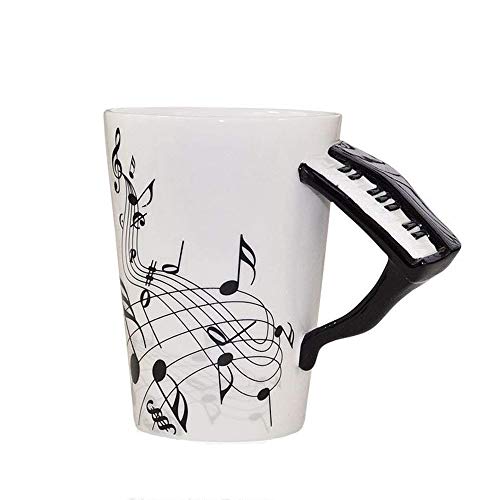 ufengke Creativo Piano Negro Tazas Mug De Porcelana Tazas De Café Personalizadas, Notas Musicales Taza De Té De Cerámica, Para Regalo, La Familia Y La Oficina