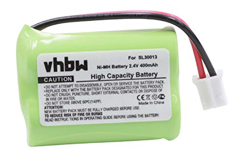 vhbw NiMH batería 400mAh (2.4V) para teléfono Fijo inalámbrico Audioline DECT 7500, 7500 Micro, 7501, 7800, 7800B, 7801 sustituye SL30013, PX1712-944
