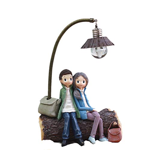 VOSAREA Pareja de Resina con Lámpara Figura Decorativa para Sala Dormitorio Casa Mesa Regalo de San Valentín