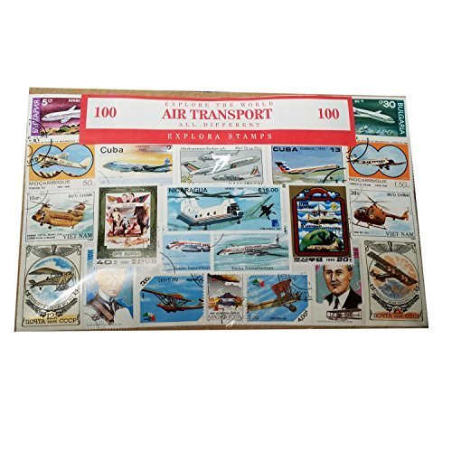 Conjunto de 100 Sellos Transporte Aéreo - de Alrededor del Mundo / Todos Diferentes / Aviones / Helicópteros / Civil y Militar / Recuerdo Fuerza Aérea
