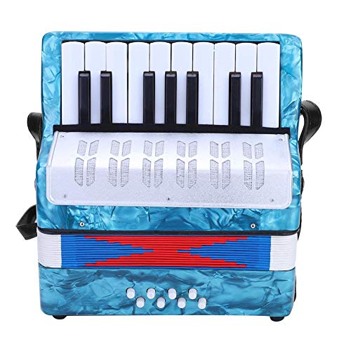 Dilwe Acordeón, Mini Pequeño 17-Key 8 Bajo Acordeón Educativo Musical Instrumento Juguete para Principiantes Enseñanza de la Primera Infancia(Azul Marino)