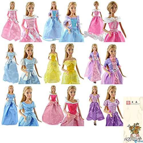 E-TING 5 piezas hecho a mano vestido boda vestido ropa para muñecas Barbie princesas Disney
