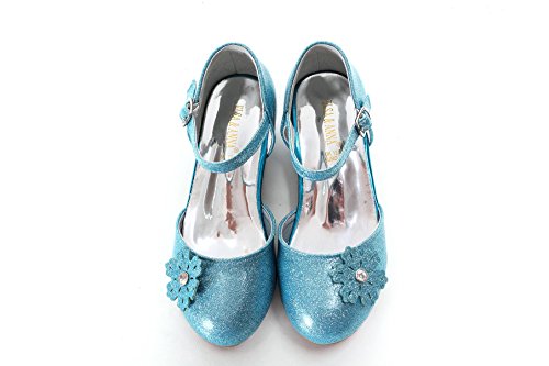 ELSA & ANNA® Niñas Última Diseño Princesa Reina de Nieve Partido Zapatos Zapatos de Fiesta Sandalias BLU11-SH (BLU11-SH, Euro 25-Longitud:16.6cm)