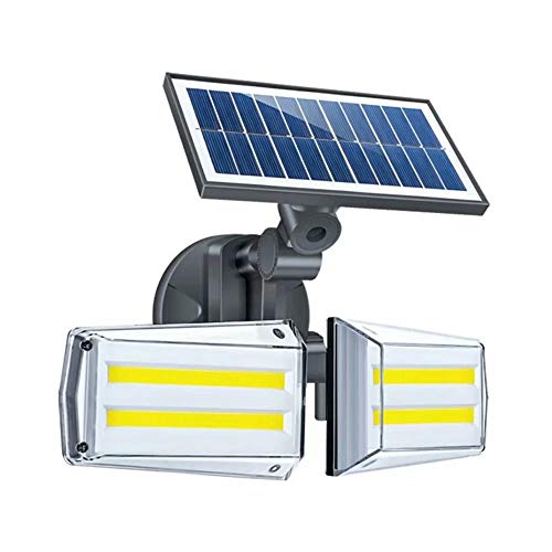 Esoes Luz Solar de Doble Cabeza con Sensor de Movimiento, 80 COB luz Solar de Pared, Foco Impermeable para Garaje jardín Entrada Puerta Frontal Pared, 20 W