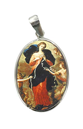 Ferrari & Arrighetti Medalla Virgen Desatanudos de Plata 925 y Porcelana - 3 cm