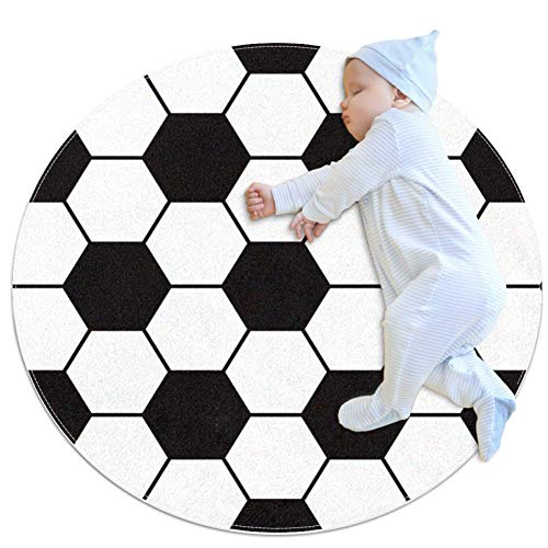 Fútbol polígono blanco y negro Alfombra Alfombras modernas redondas y suaves para decoraciones de habitaciones en el piso 100x100cm