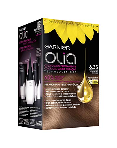 Garnier Olia - Coloración Permanente sin Amoniaco, con Aceites Florales de Origen Natural - Tono 6.35 Rubio Caramelo