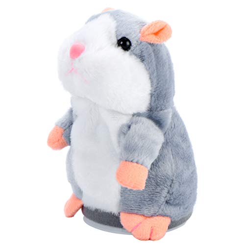 Hablando Hamster Mascota electrónica Ratón Buddy Repite lo Que Dices Mímica Juguete para Mascotas Juguete Interactivo para niños Regalo de Aprendizaje temprano 1PC (Gris)