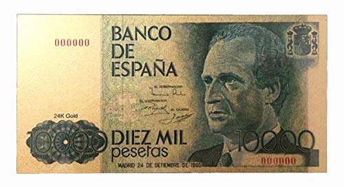 IMPACTO COLECCIONABLES Juan Carlos I. Billete de 10.000 Pesetas en Oro de 24k.