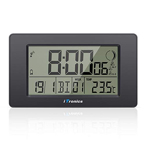 iTronics Reloj de Radio Digital de Pared con Indicador de Temperatura Reloj despertador Temporizador de cuenta atrás, Negro