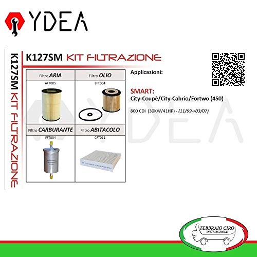 Kit de filtros filtración Smart City coupè City Cabrio fortwo (450) 800 CDI – ydea k127sm